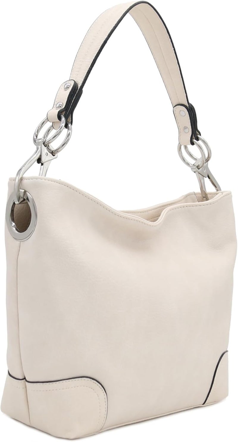 Alyssa Hobo Shoulder Bag with Big Snap Hook Hardware - Image 1